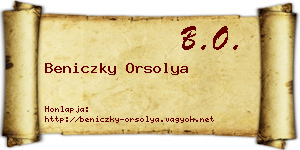 Beniczky Orsolya névjegykártya